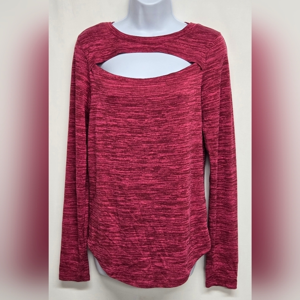 Juicy Couture L Pullover Top Keyhole Long Sleeves Knit Pink